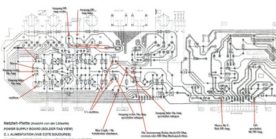 Angriffspunkte zum anschließen des OP-Amp auf der Platine